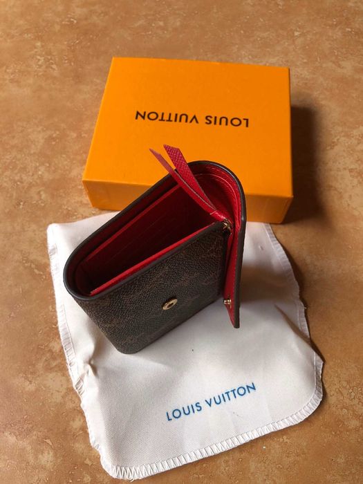 Oryginalny LV Louis Vuitton Victorine Mały portfel Czerwony przycisk