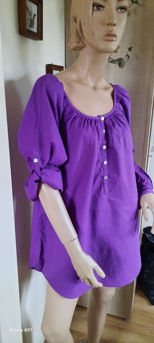 Jagodowa koszulowa tunika sukienka