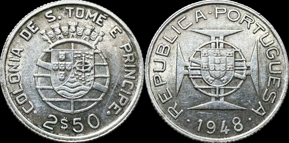 2,50 Escudos - 1948 - São Tomé e Principe (Prata) Escassa