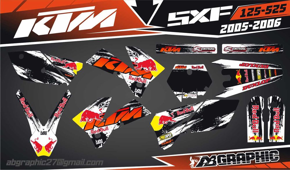 Наклейки KTM EXC XC-W XCW SX SXF SMC 125 250 300 450 Ендуро Супермото