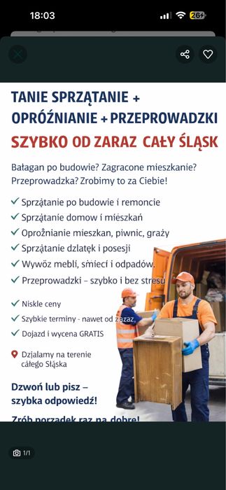 !!!!Tanie sprzątanie opróżnianie szybko od zaraz cały Śląsk!!!!