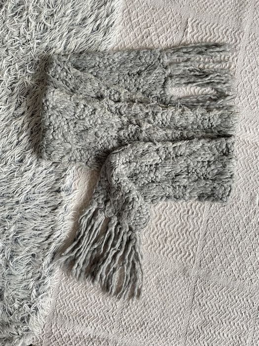 Szary pleciony szalik grey scarf super warm
