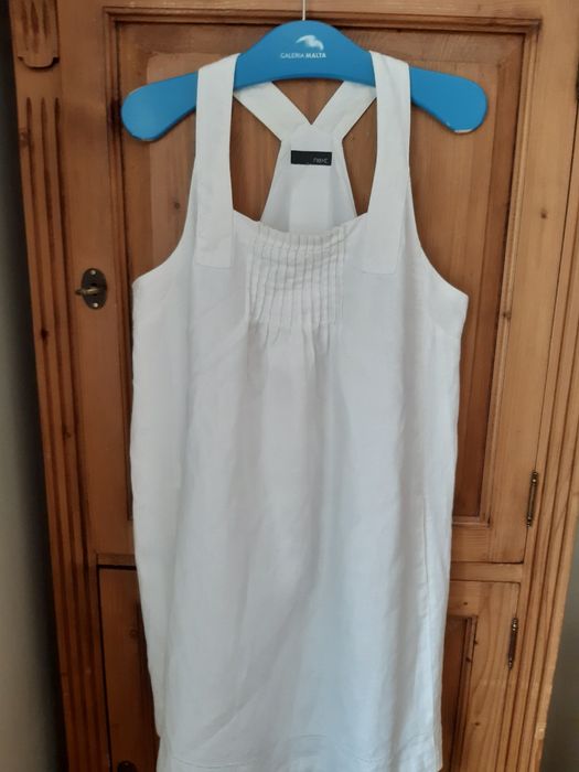 Next fenomenalna, nowa sukienka lniana premium white r XL i 42 - 44