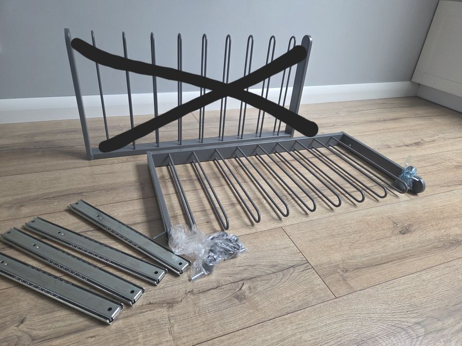 Wieszak na spodnie wysuwny 68x34 szary do szaf PAX  + prowadnice KOMPLEMENT - 1 kpl