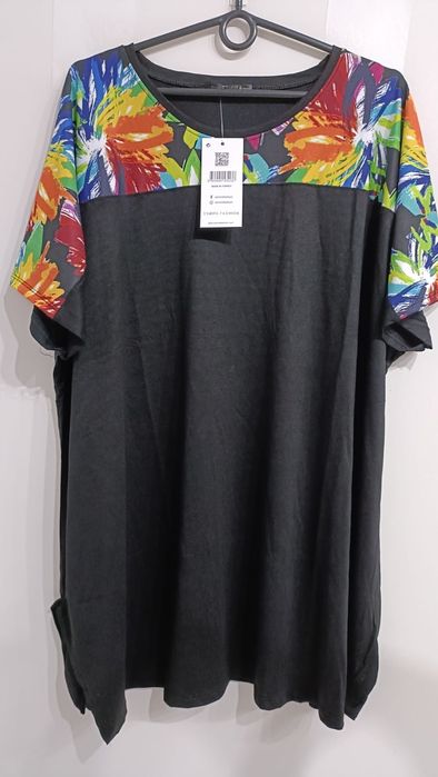 Bluzka, tunika, plus size, asymetryczna, kolorowa, 50/52/54/56