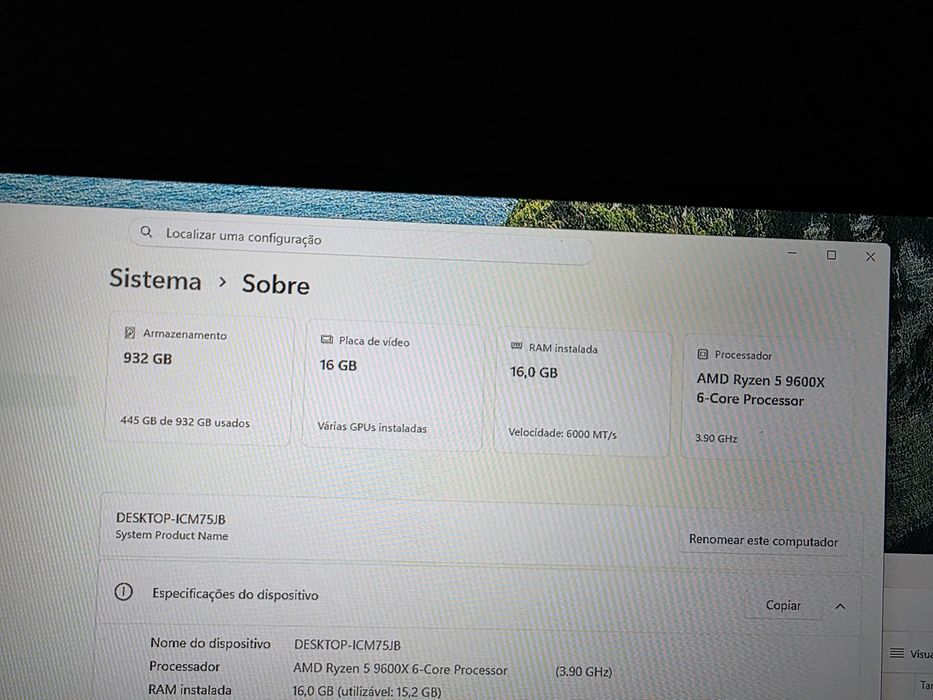 PC Gaming 4K Ryzen 5 9600X + RX6950xt 16GB vram| 16GB DDR5 | NVMe 1TB Kingston| Componentes NOVOS(maioria)