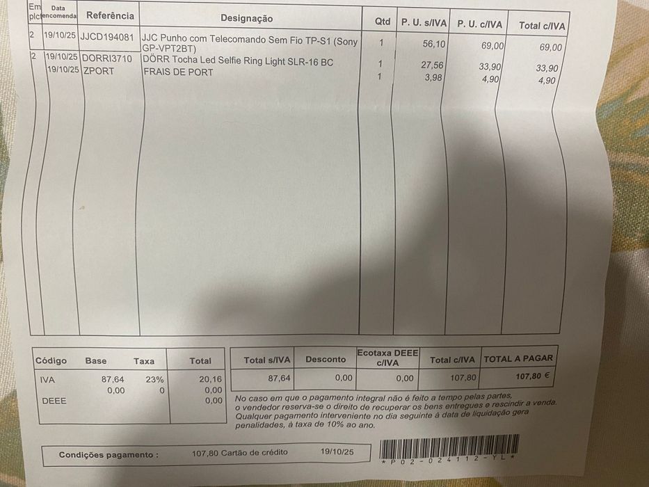 JJC Punho com Telecomando Sem Fio TP-S1 (Sony GP-VPT2BT)