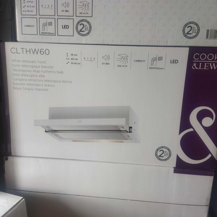 NOWY Okap Kuchenny 50 , 60 INOX, Czarny, Biały Taniej 60%