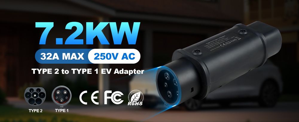 Перехідник Type 2 - type 1 7kw guwieyg адаптер переходник adapter 32A оригінал тайп 1 тайп 1 Америка гбт Китай
