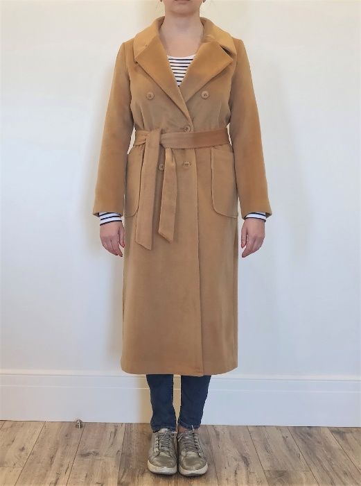 Темно-бежеве нове пальто двобортне демісезонне JOLOUN