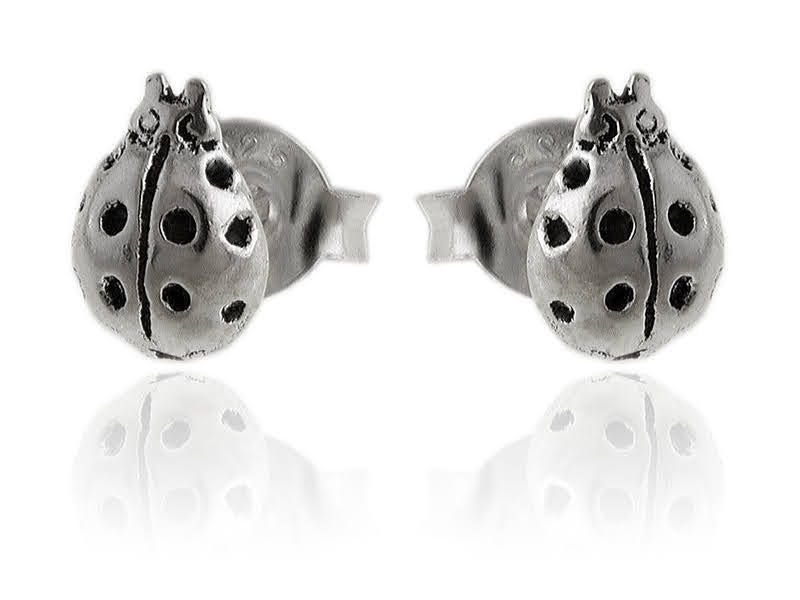 Oksydowane Srebrne Kolczyki Wkrętki Biedronki K3408