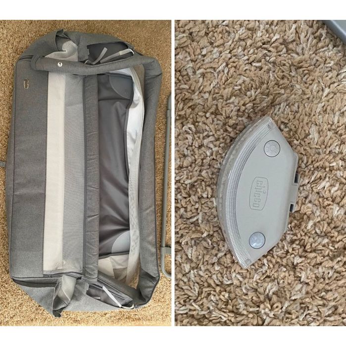 Berço Co-Sleeping Chicco Next2Me Armonia (Cinza) – Como Novo! + OFERTA Luz Noturna Inteligente