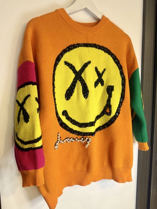 Kolorowy włoski grubszy  sweterek oversize