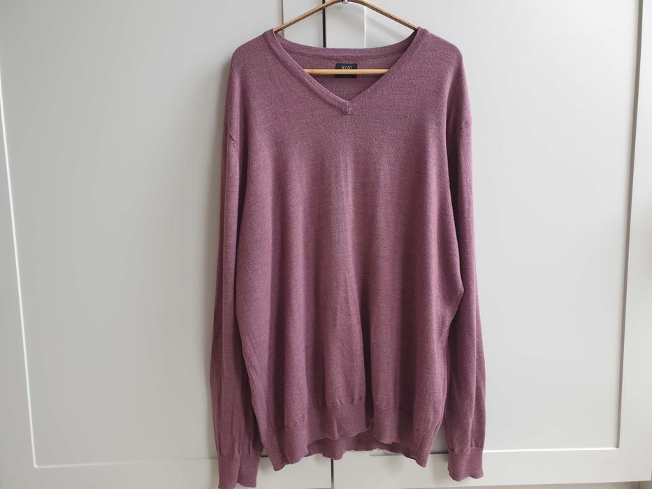 Fioletowy wełniany sweter 100% wełna merino ACW85 XL