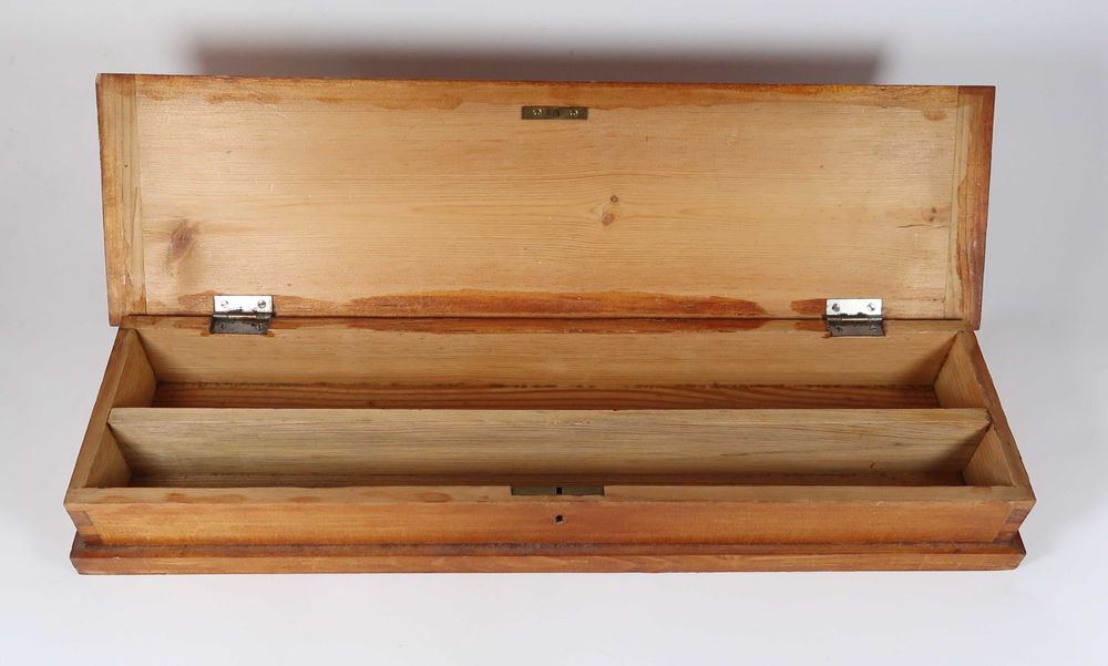 Caixa grande retangular antiga em madeira 49 cm