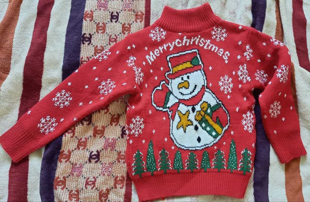 Свитер новогодний теплый, кофта MERRY CRISTMAS 116-122