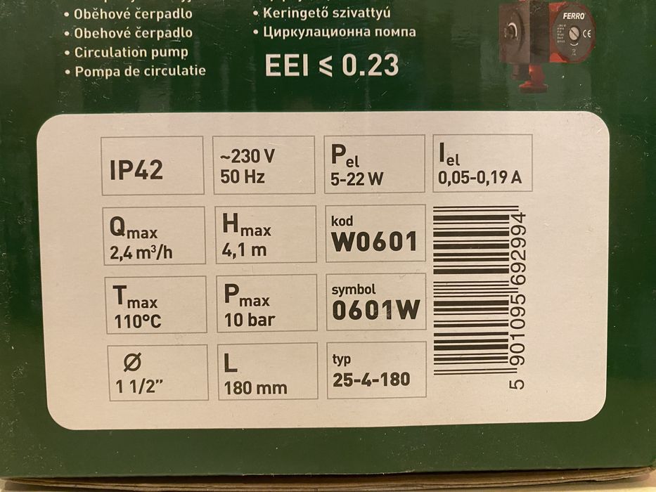 Pompa cyrkulacyjna ferro 25-4-180