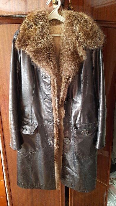 Женская кожанная зимняя дубленка