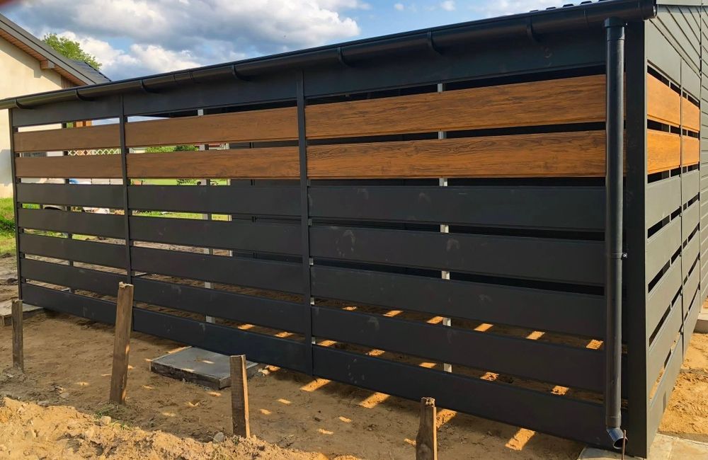 Garaż 9x6+3 m wiaty grafit