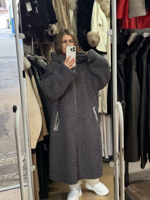 Двухсторонняя дубленка  длинная шуба большие раз