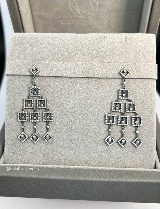 Сережки з діамантами  Біле  золото