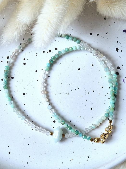 Naszyjnik amazonit z kamieni naturalnych handmade prezent