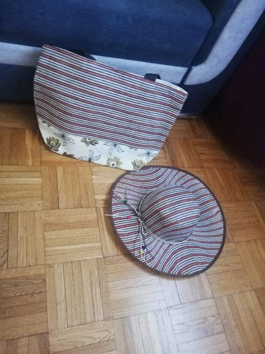 Nowy zestaw torba/torebka plażowa plu kapelusz T&L