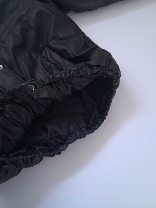 Женская кожаная укороченная чёрная куртка ZARA Women