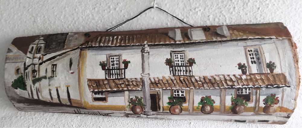 telha antiga pintada à mâo - "Óbidos"