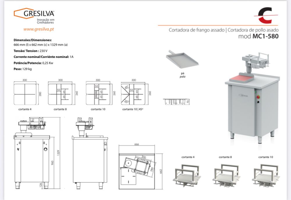 Maquina de partir frango churrasco Gresilva Nova