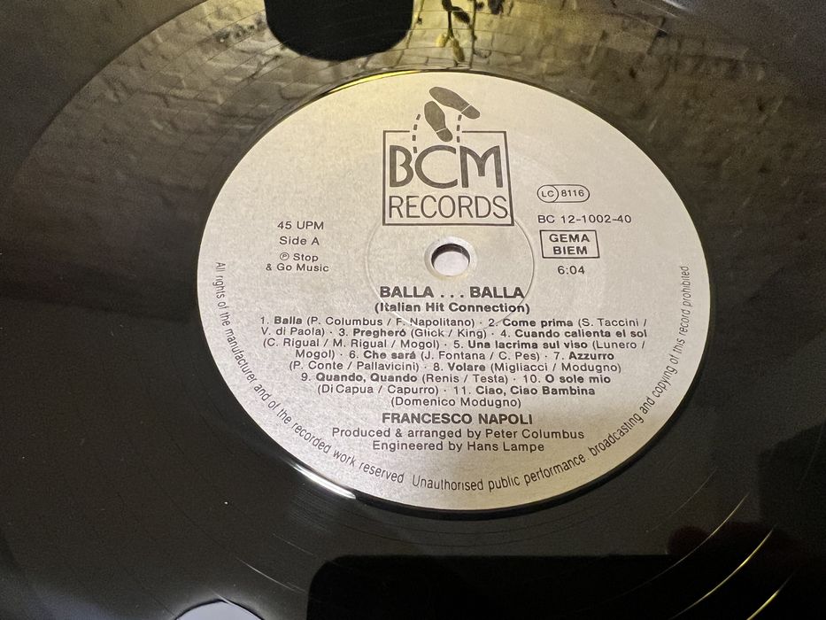 Francesco Napoli Balla Balla winyl Italo Disco  BCM  1987