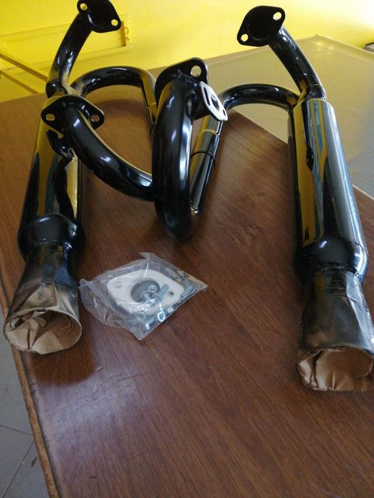 Escape duplo preto com ponteiras cromadas p BUGGY