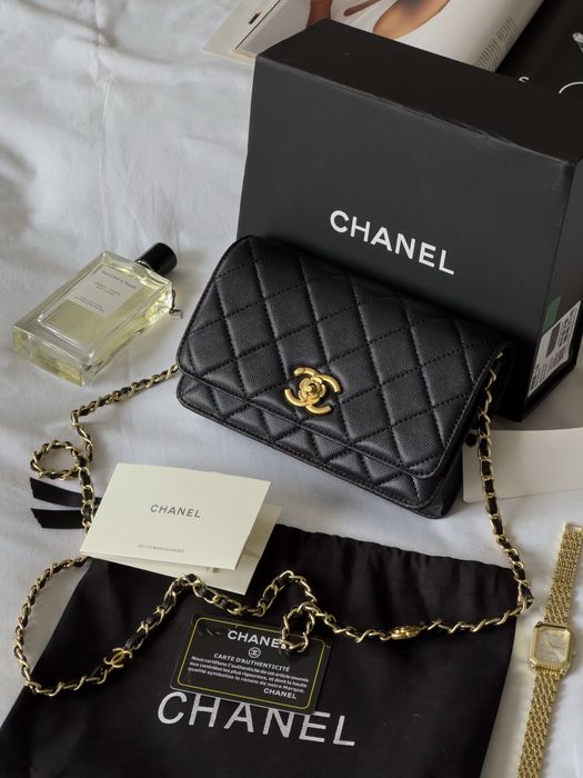 Сумка Chanel Classic Wallet on Chain Quilted Caviar Black/Gold