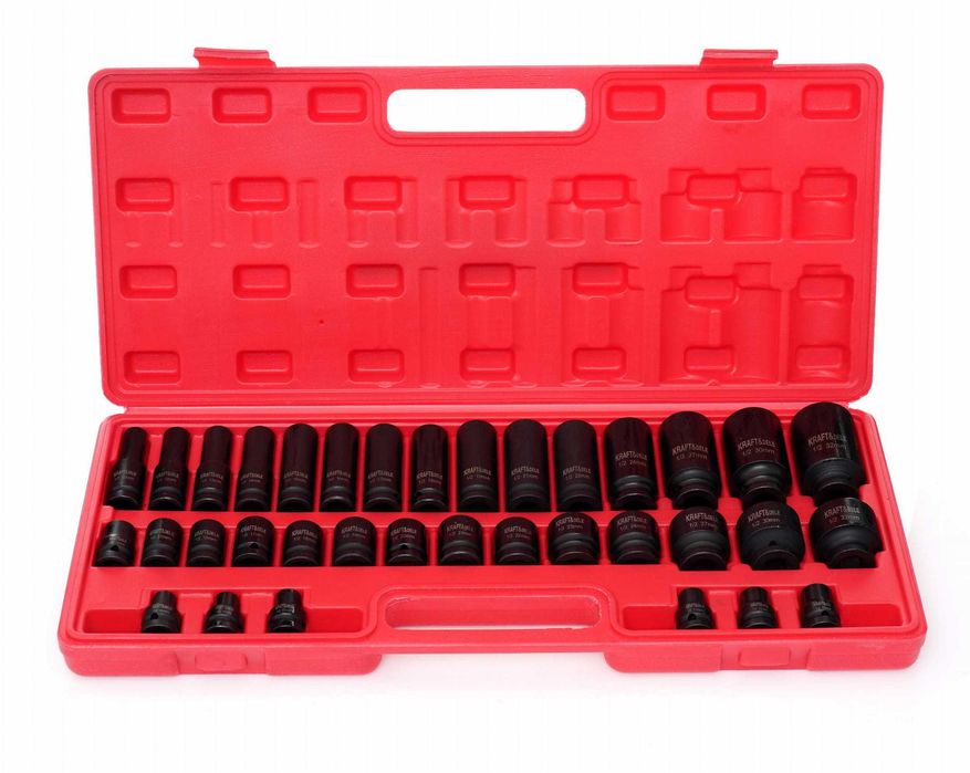 ZESTAW NASADEK UDAROWYCH nasadki Udarowe Długie Krótkie 1/2" 35EL 8-32