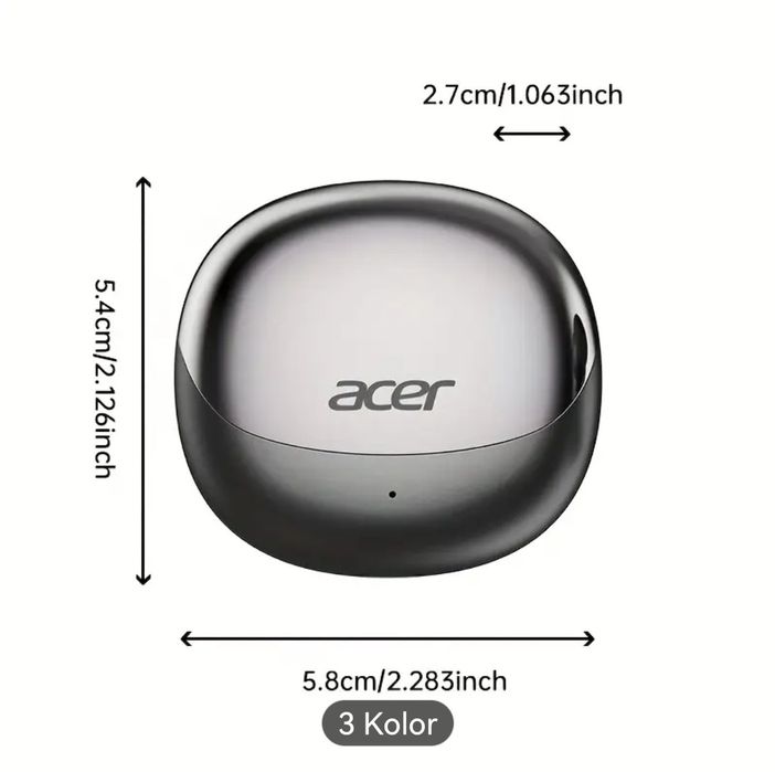 Słuchawki bezprzewodowe Acer In-Ear-TWS, super efekt stereo, 2 kolory.