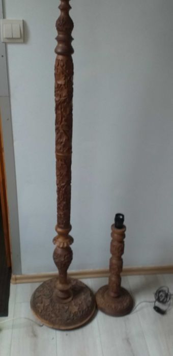 Okazja . Lampa stojąca bogato reźbiona indyjska
