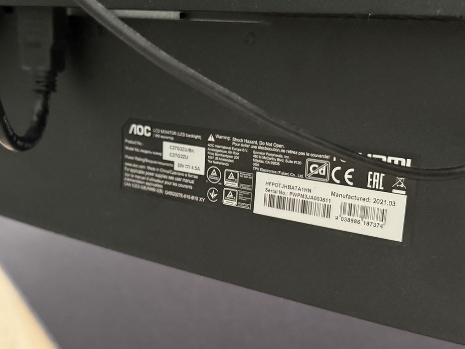 Setup 2 Monitores Gaming AOC Curvos 27” + Braço Duplo Kensington