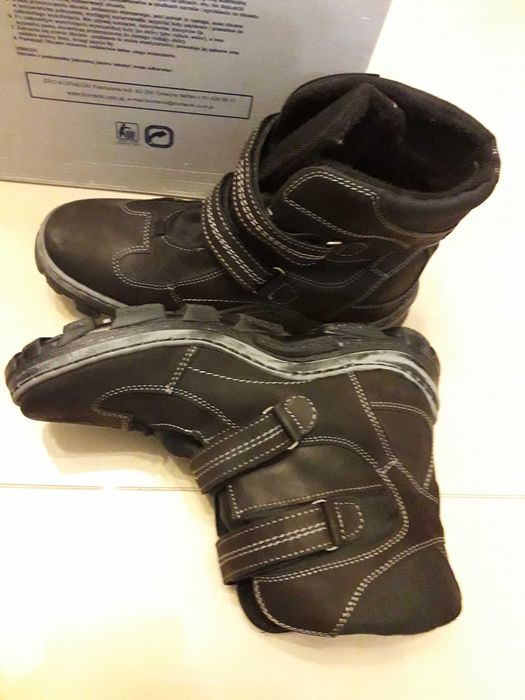 Buty zimowe dla chłopca KORNECKI rozmiar 38 czarne skóra NOWE