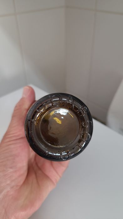 Garrafa antiga de farmácia anos 20 Iodarsolo c/rótulo papel