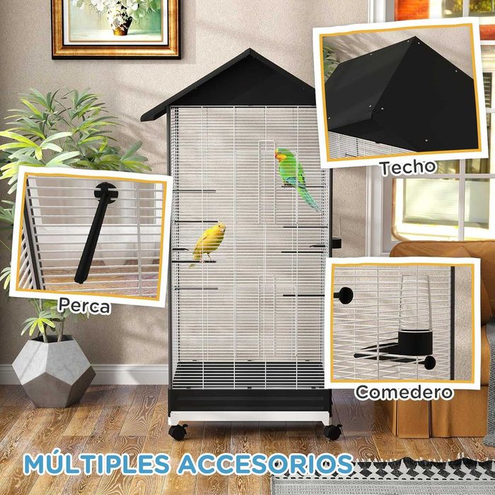 PORTES GRÁTIS - Gaiola para Pássaros com Rodas 79x65x155cm