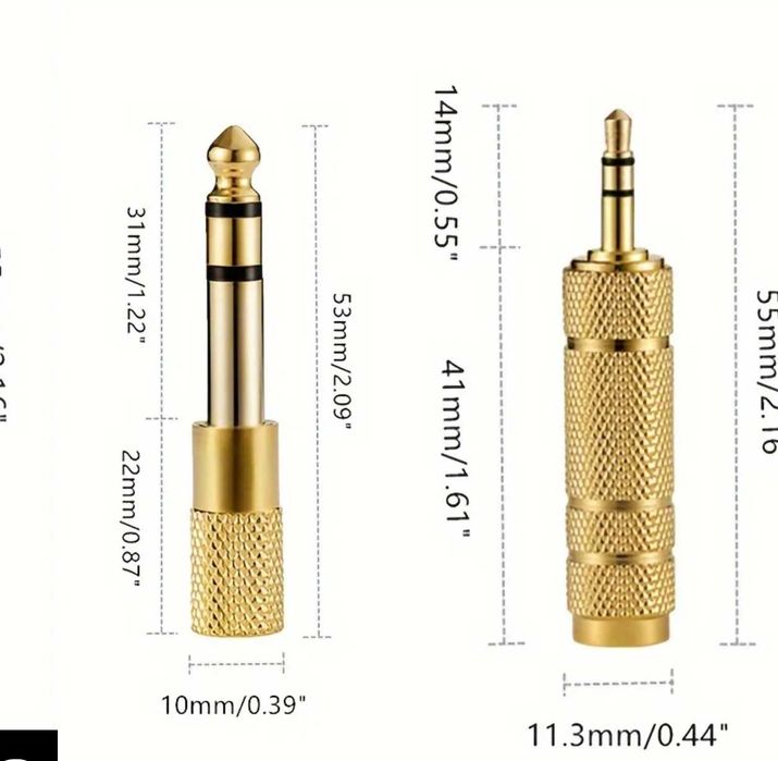 Адаптер стерео 6.3 → 3.5 мм / 3.5 → 6.3 мм.