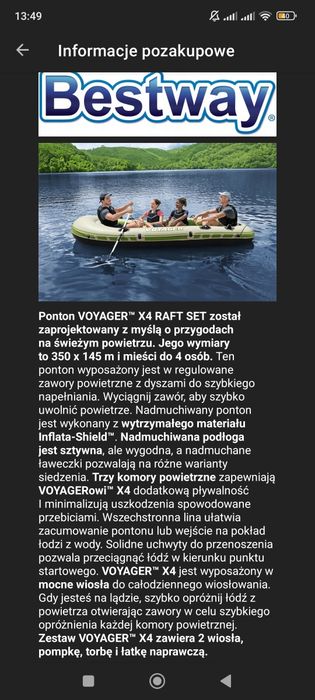 Ponton Voyager x4 osoby przyczepka Sam kwity papiery dokumenty