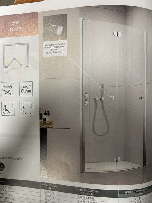 Drzwi prysznicowe Eos 90 radaway