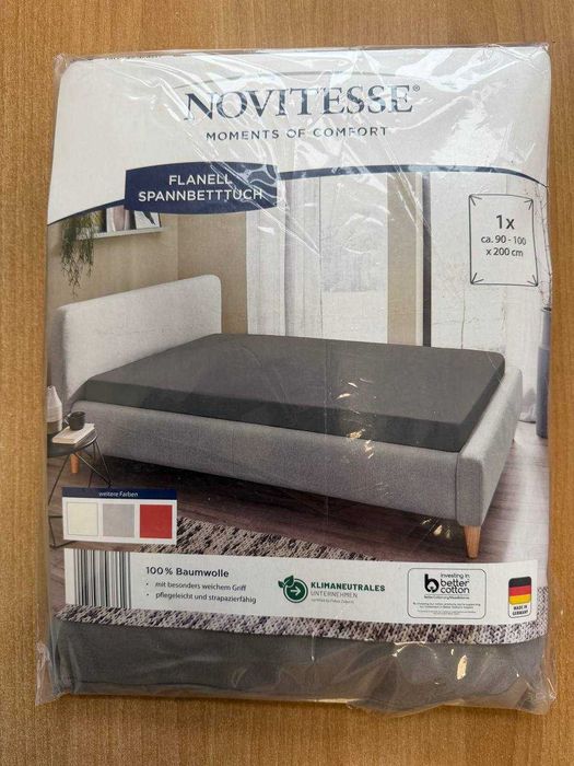 Простынь на резинке односпальная Фланель (100% Хлопок) - Германия