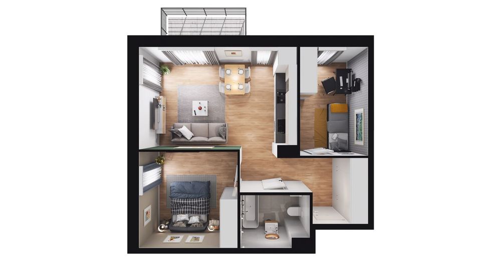 3-pokojowe mieszkanie 52 m² + balkon - Widok 3