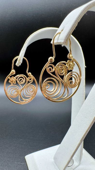 Złote kolczyki, czerwone złoto 14ct 585, waga: 4,82g