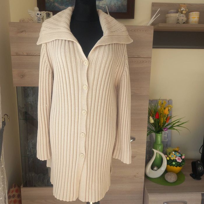 Elegancki sweterek beżowy Marks & Spencer r. 44