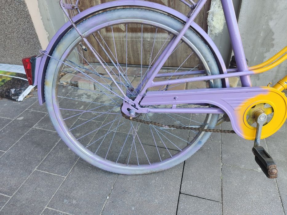 Rower Damski fiolet-zółty miejski