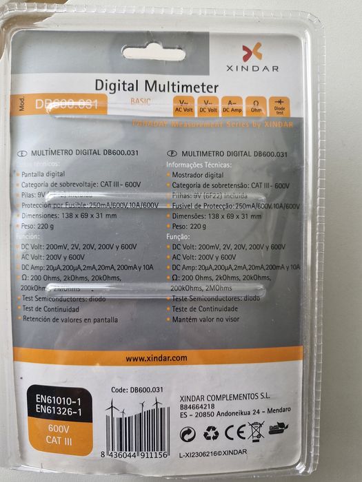 Multímetro Xindar DB600.031