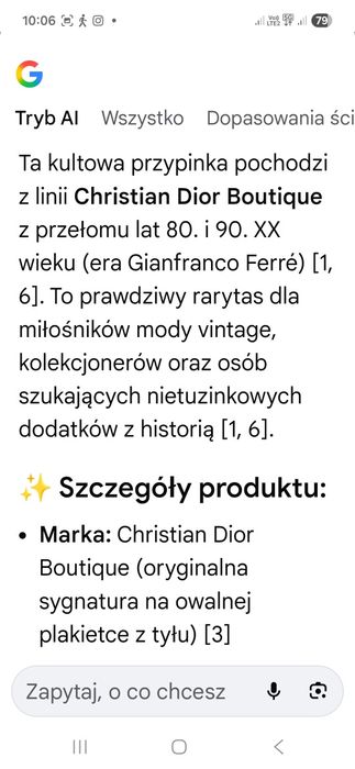 BROSZKA CHRISTIAN DIOR Boutique pszczoła lata 70/80
